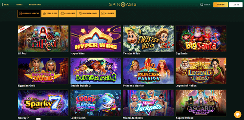 Spin Oasis Casino Game Selection