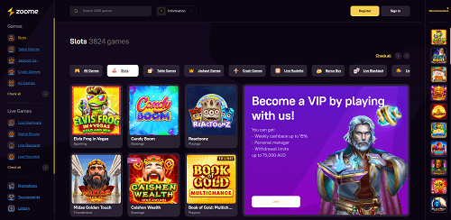 Game Selection at Zoome Casino