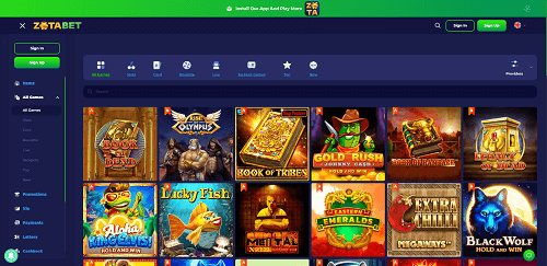 Casino Games at Zotabet Casino